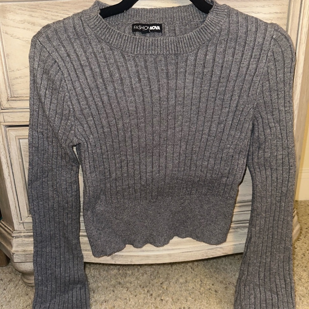 Fashion Nova Charcoal Knit Pullover